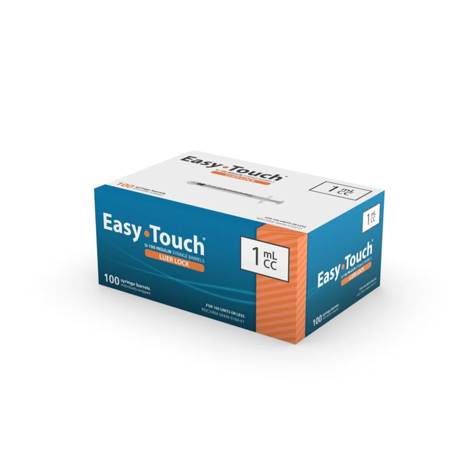 EasyTouch Luer-Lock Syringe Only, 1mL Syringe, Box of 100, 802010